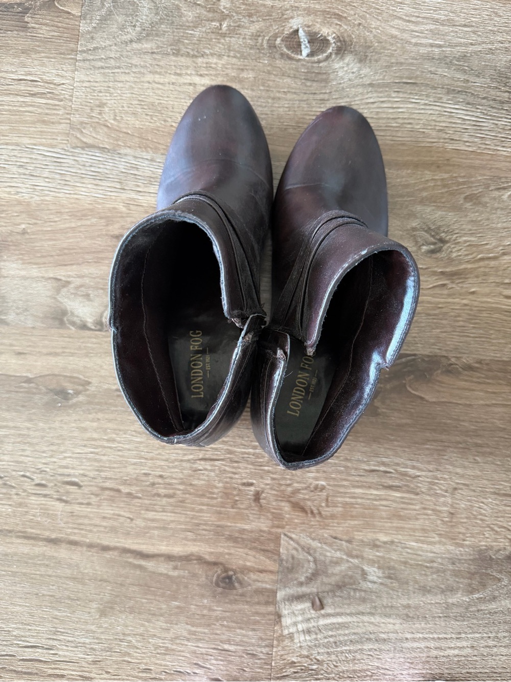 London Fog Brown Leather Ankle Boots